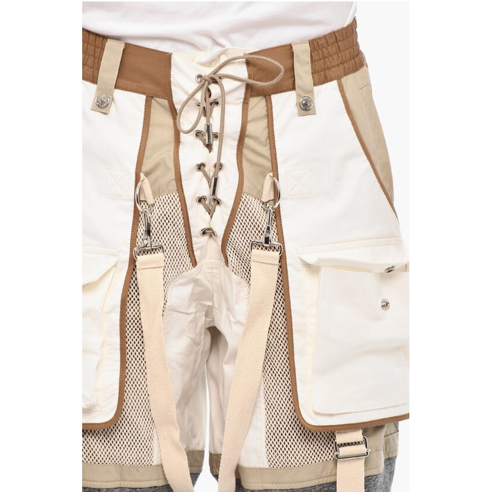 Mesh Shorts with Maxi Pockets and Suspenders