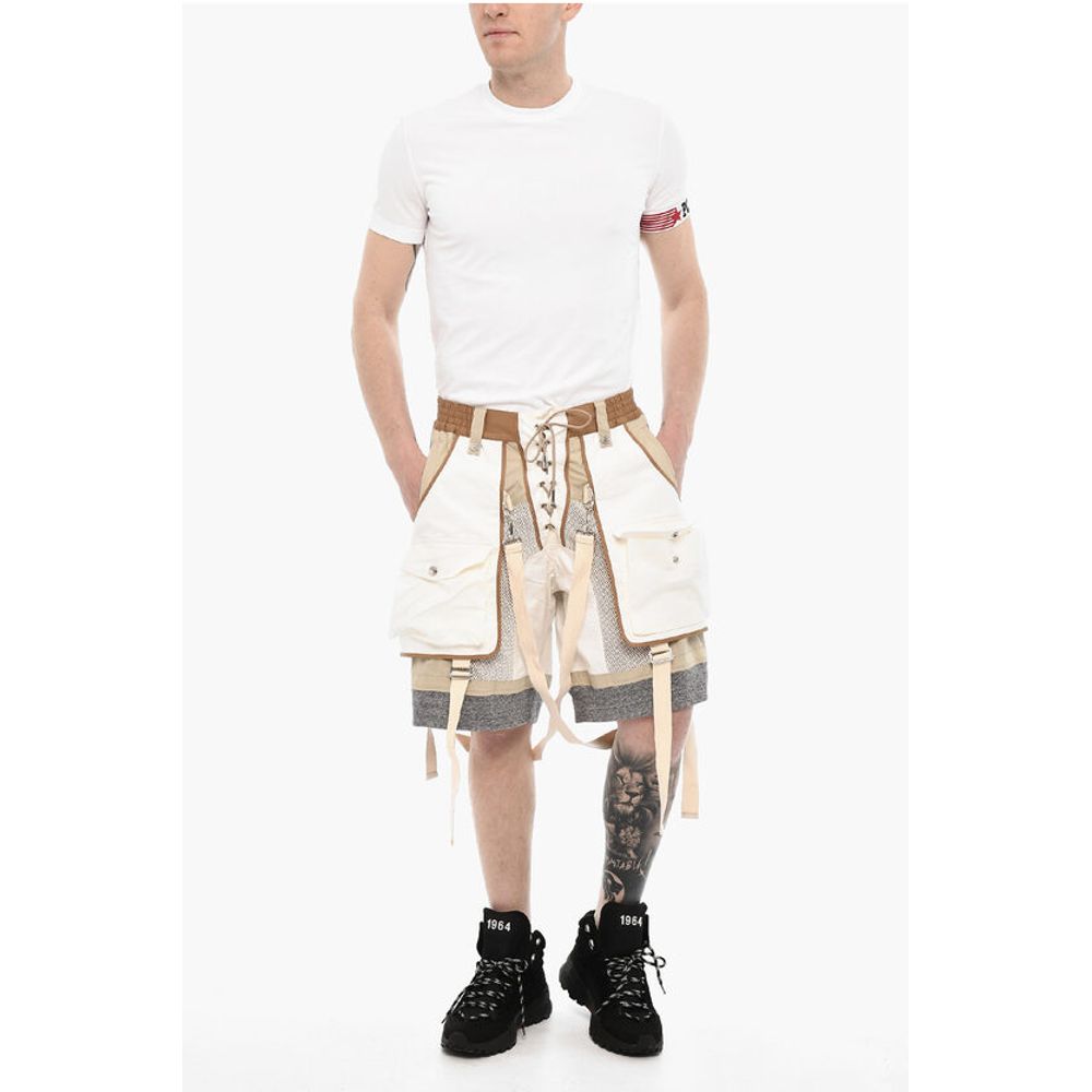 Mesh Shorts with Maxi Pockets and Suspenders