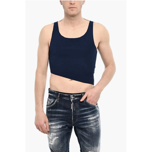 Asymmetrical Cut Knitted Cropped Top