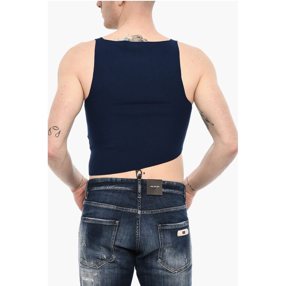 Asymmetrical Cut Knitted Cropped Top