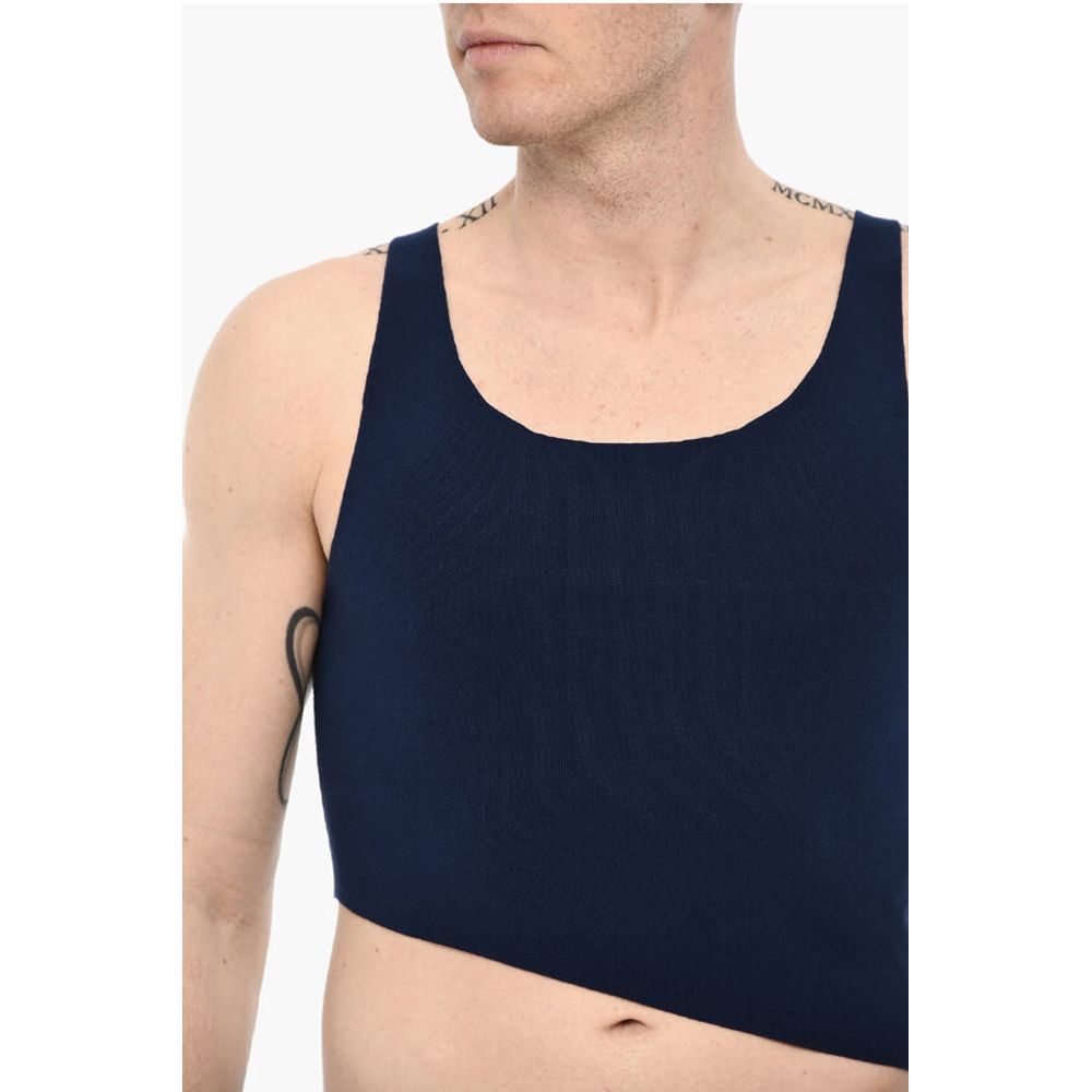 Asymmetrical Cut Knitted Cropped Top
