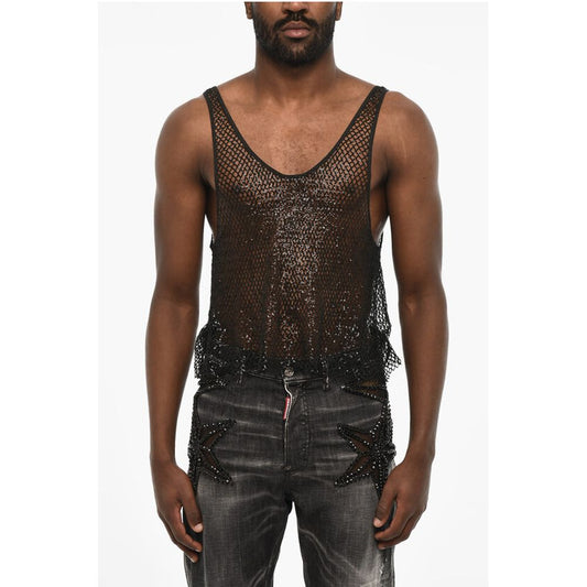 Sequined Openwork Tank Top