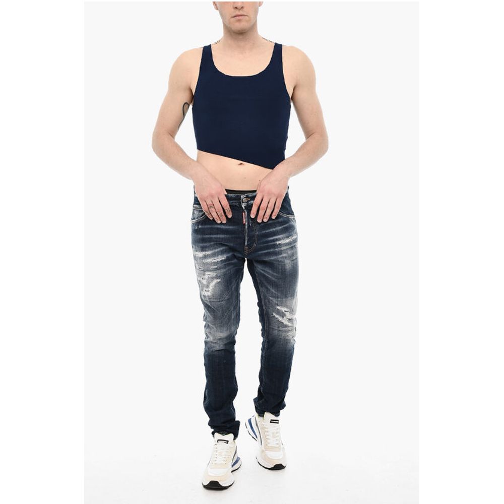 Asymmetrical Cut Knitted Cropped Top