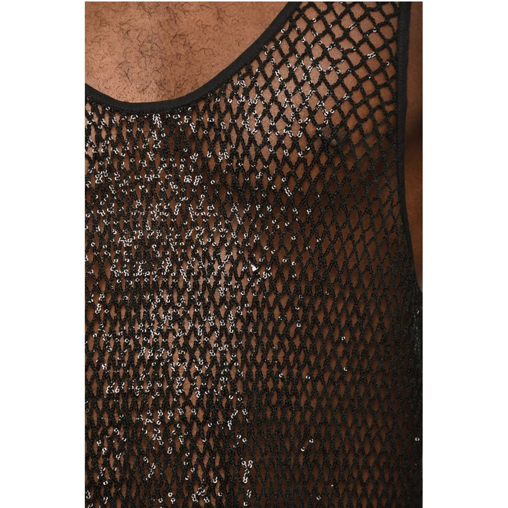 Sequined Openwork Tank Top