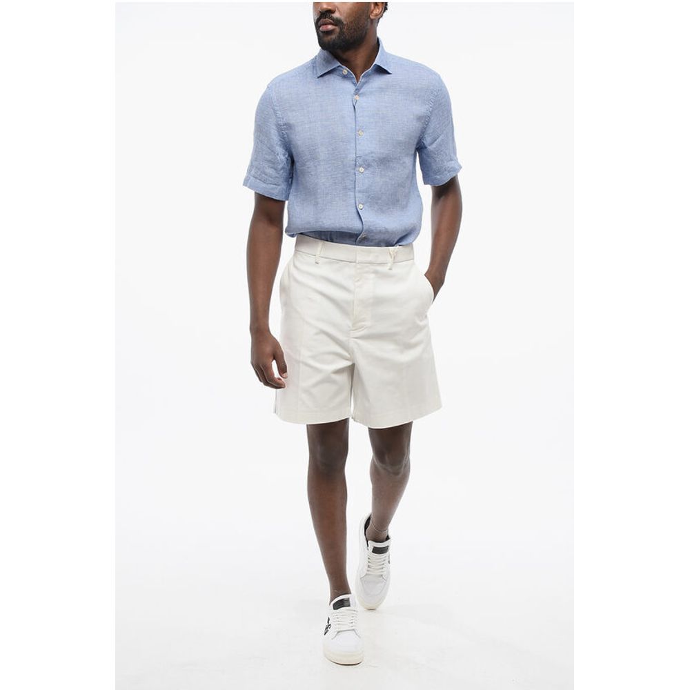4-Pocketed Cotton Shorts with Hidden Fastening