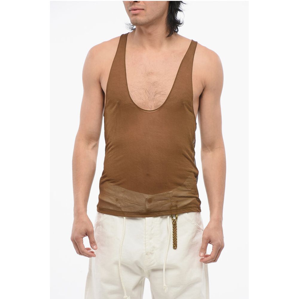 Viscose Sheer Tank Top with Deep Neckline
