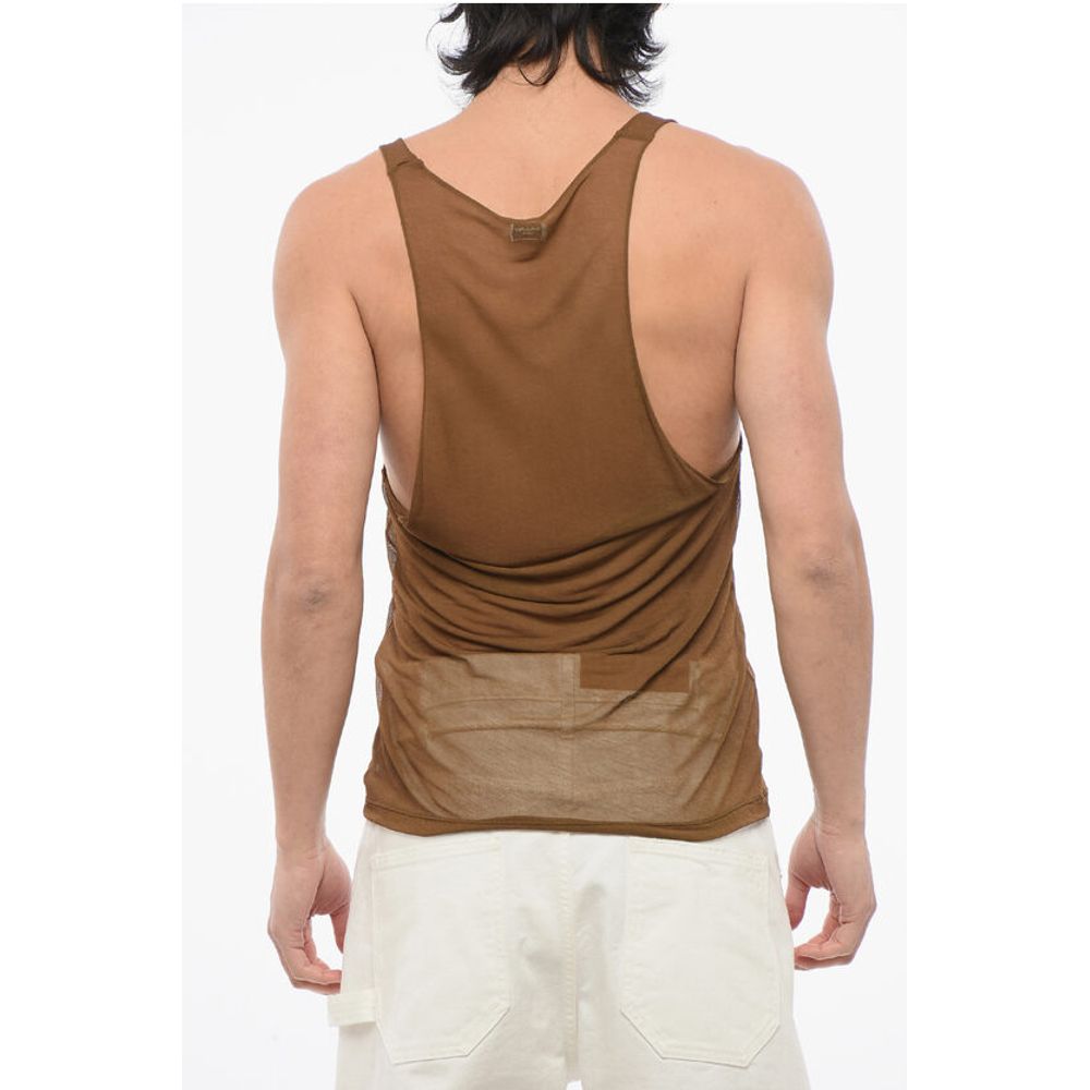 Viscose Sheer Tank Top with Deep Neckline
