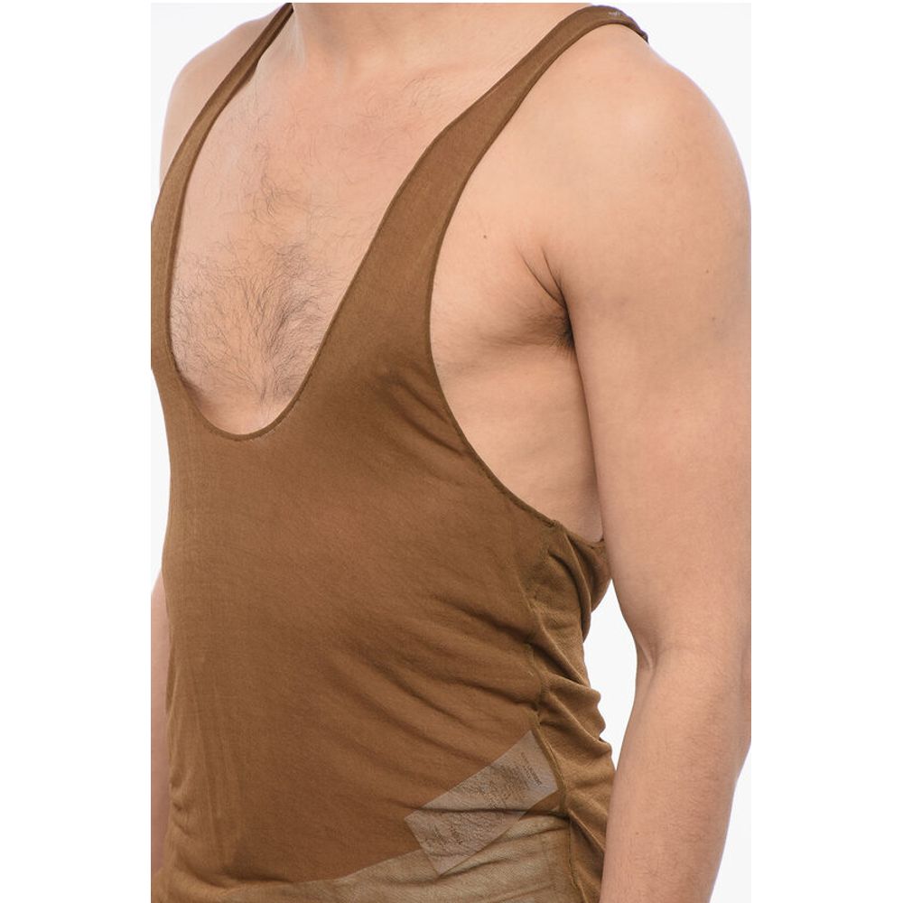 Viscose Sheer Tank Top with Deep Neckline