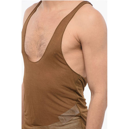 Viscose Sheer Tank Top with Deep Neckline