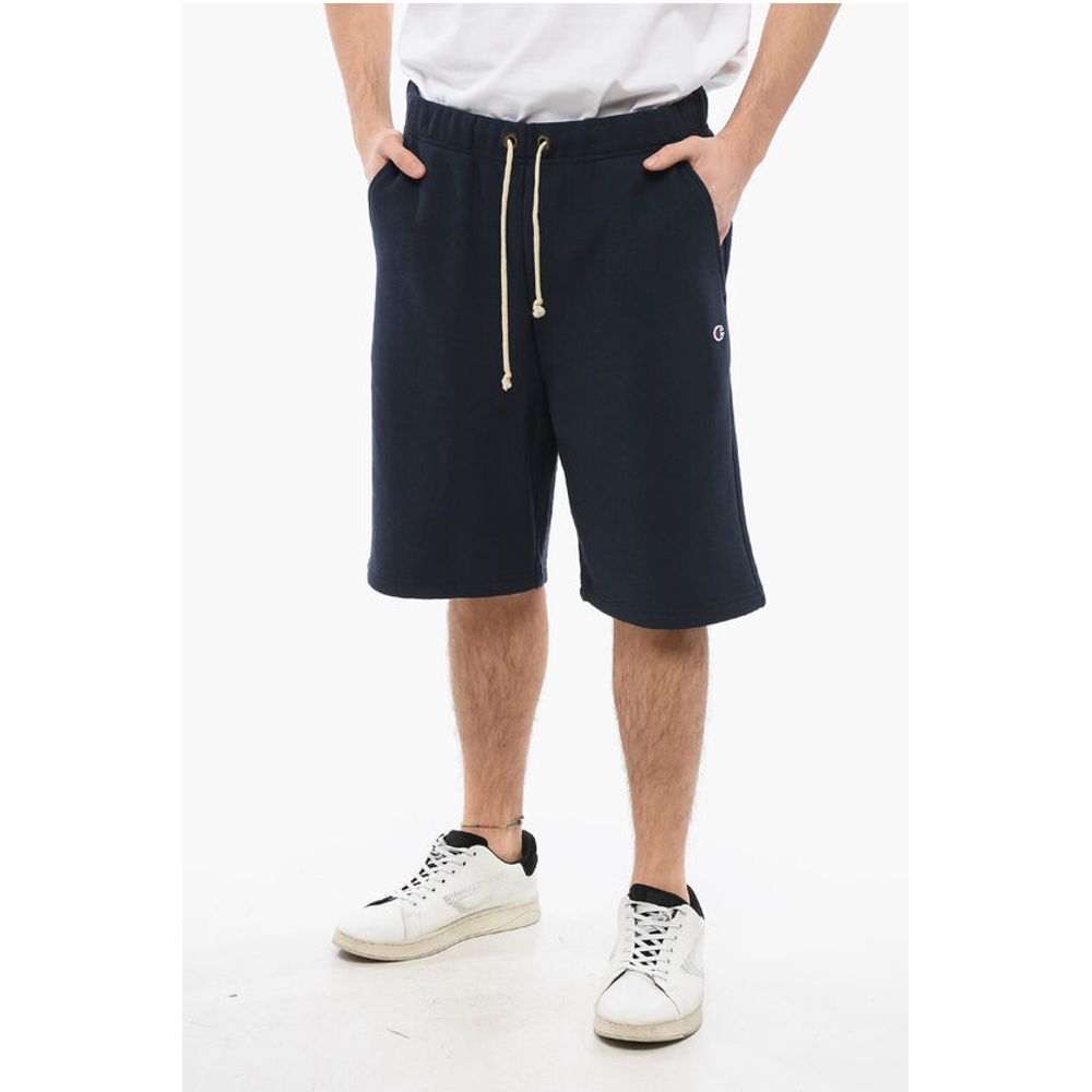 Fleeced-Cotton Shorts with Drawstring Waist and 2 Pockets