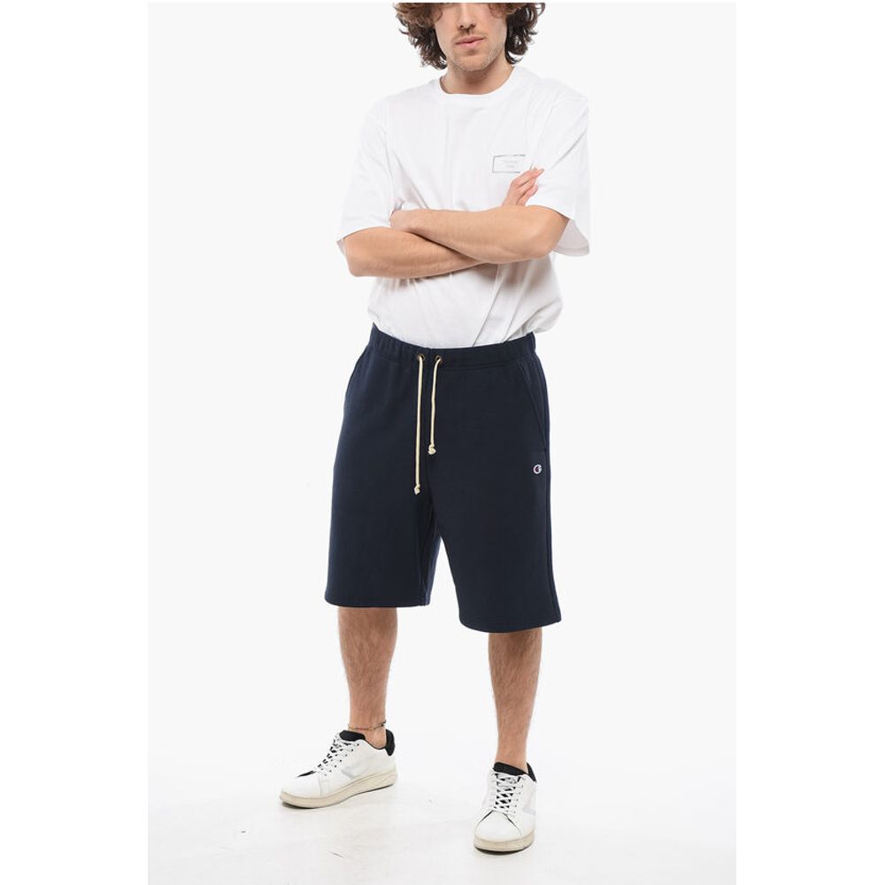 Fleeced-Cotton Shorts with Drawstring Waist and 2 Pockets