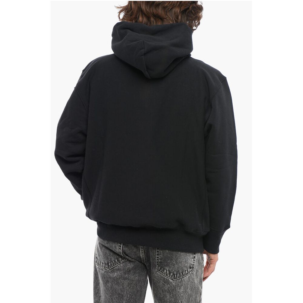 Fleeced-Cotton Solid Color Hoodie with Patch Pocket