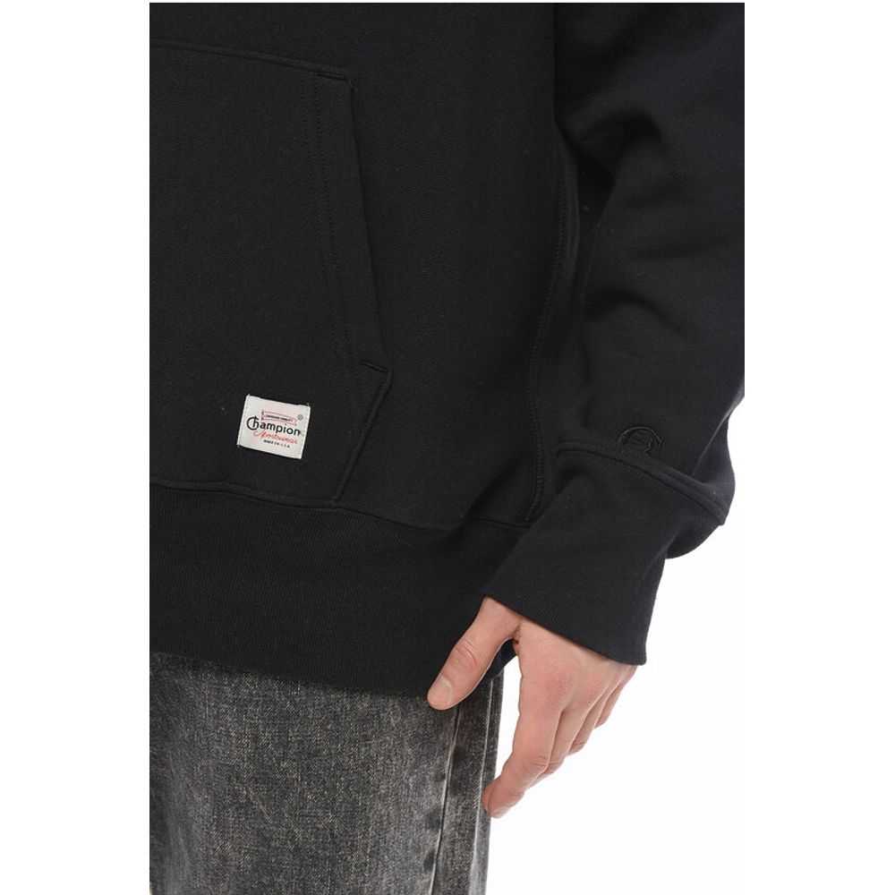Fleeced-Cotton Solid Color Hoodie with Patch Pocket