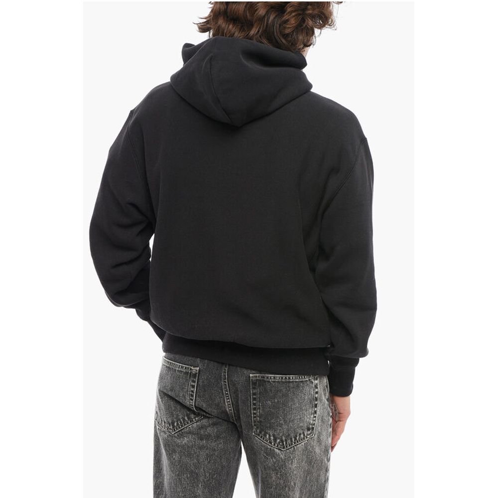 Fleeced-Cotton Solid Color Hoodie with Patch Pocket