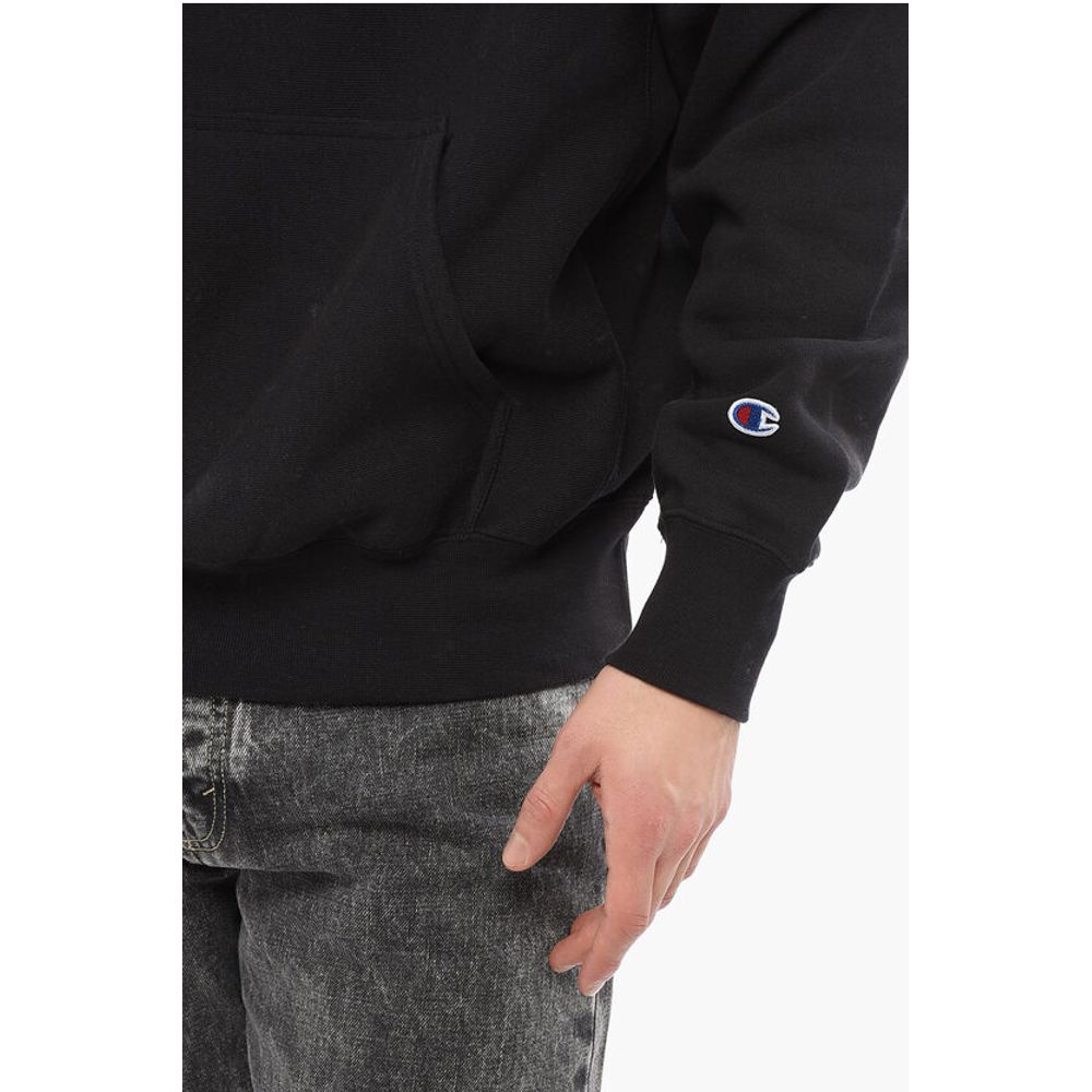 Fleeced-Cotton Solid Color Hoodie with Patch Pocket