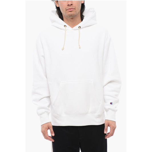 Fleeced-Cotton Solid Color Hoodie with Patch Pocket