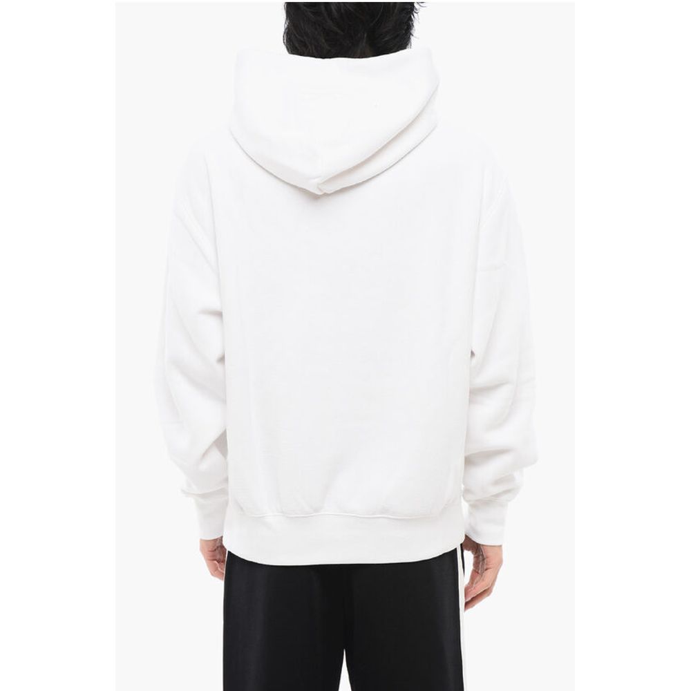 Fleeced-Cotton Solid Color Hoodie with Patch Pocket