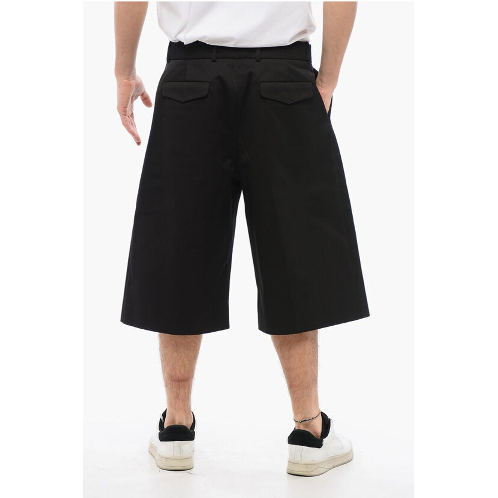 4-Pocketed Wide Leg Cotton Shorts