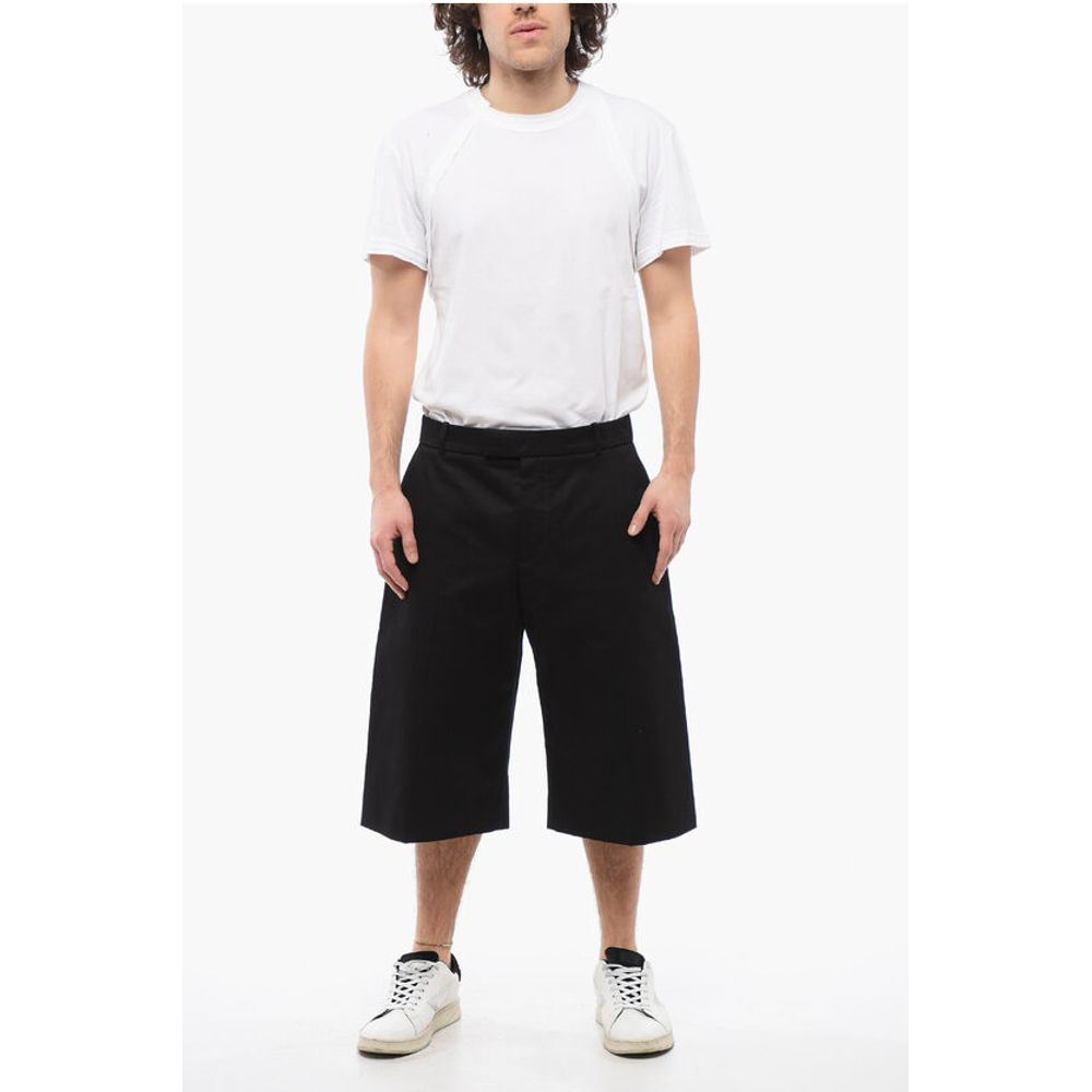 4-Pocketed Wide Leg Cotton Shorts