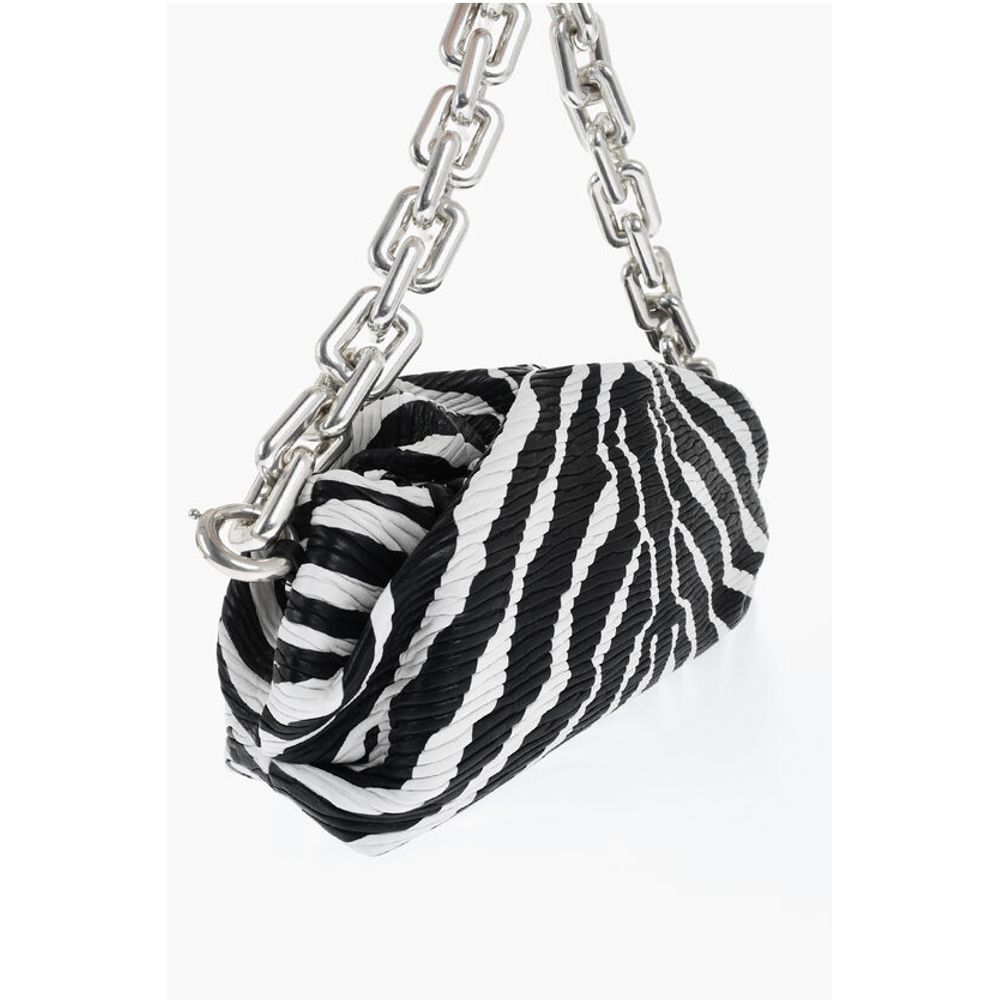 Leather THE CHAIN ZEBRA Bag with Magnetic Closure