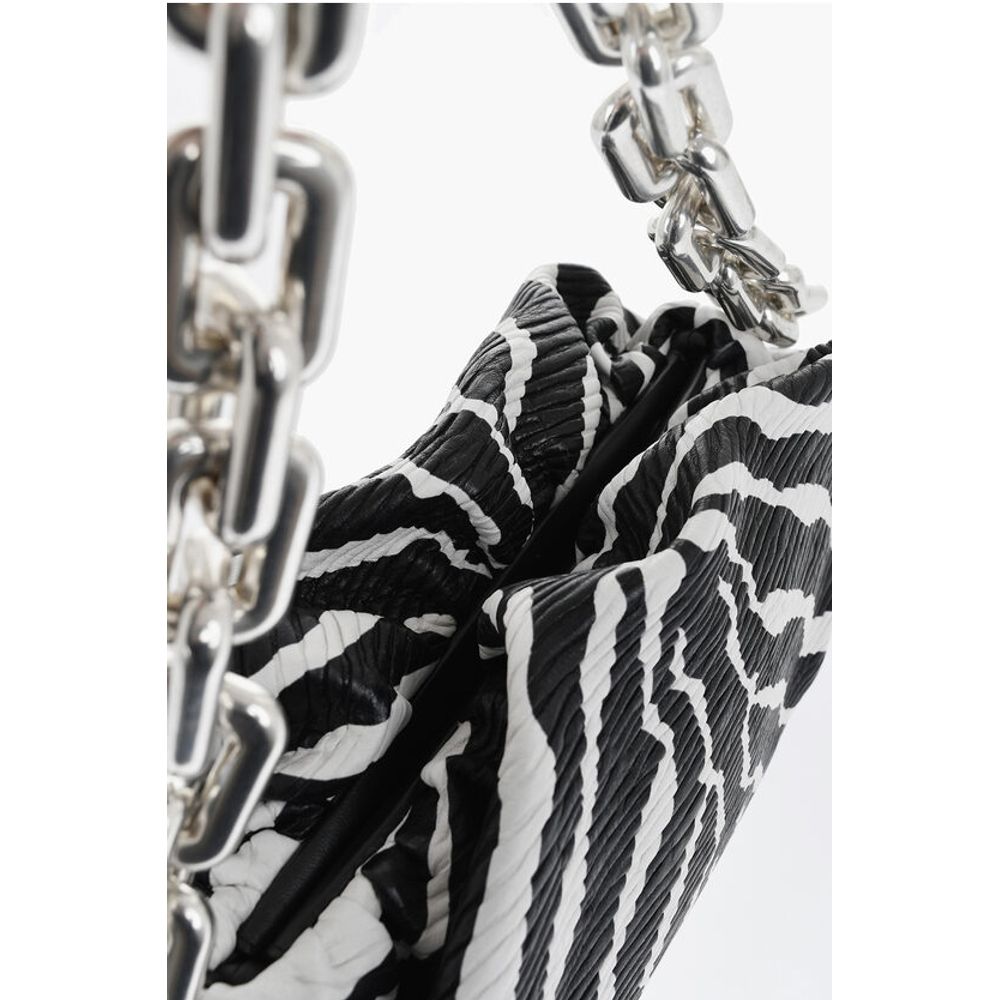 Leather THE CHAIN ZEBRA Bag with Magnetic Closure