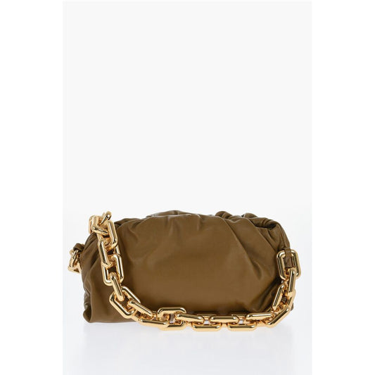 Leather THE CHAIN POUCH Bag with Magnetic Closure