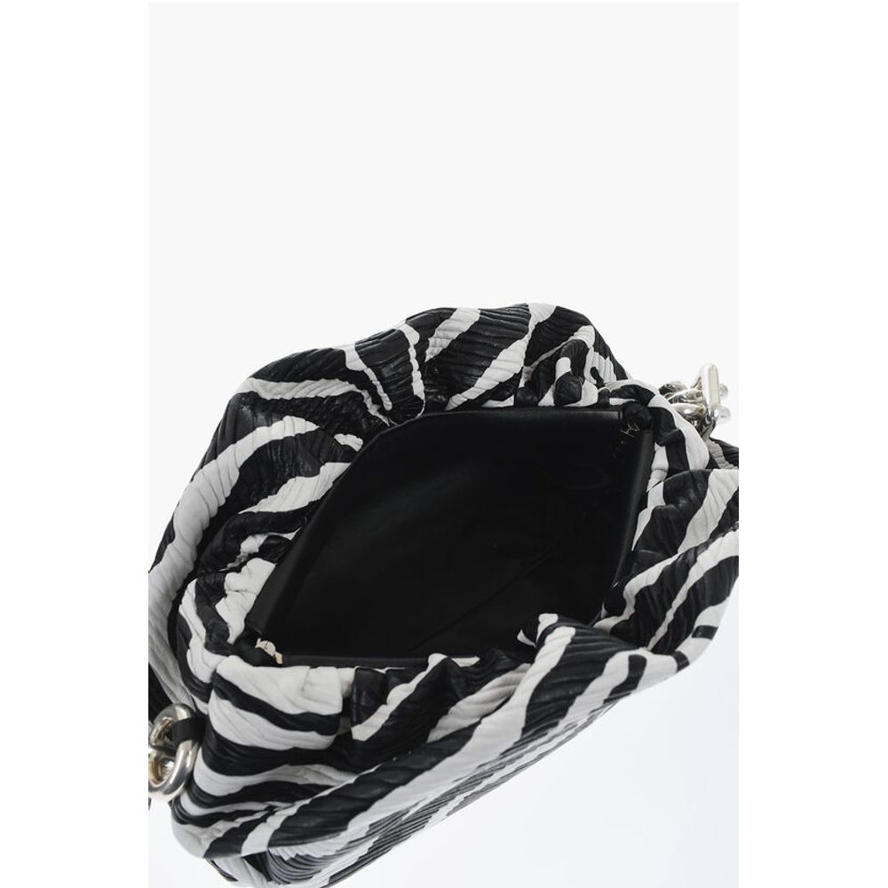 Leather THE CHAIN ZEBRA Bag with Magnetic Closure