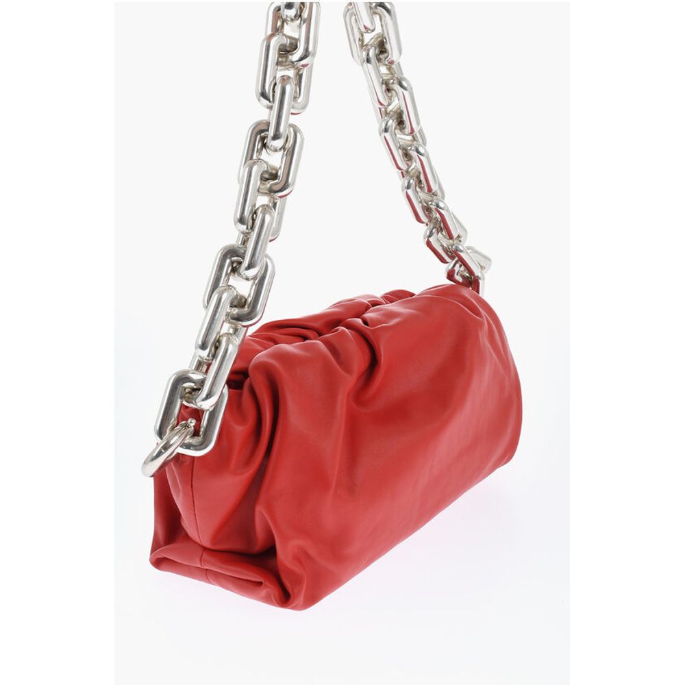 Leather THE CHAIN POUCH Bag with Magnetic Closure