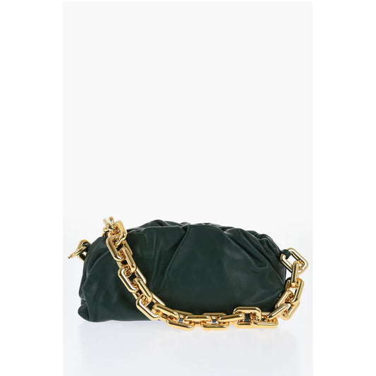 Leather THE CHAIN POUCH Bag with Magnetic Closure