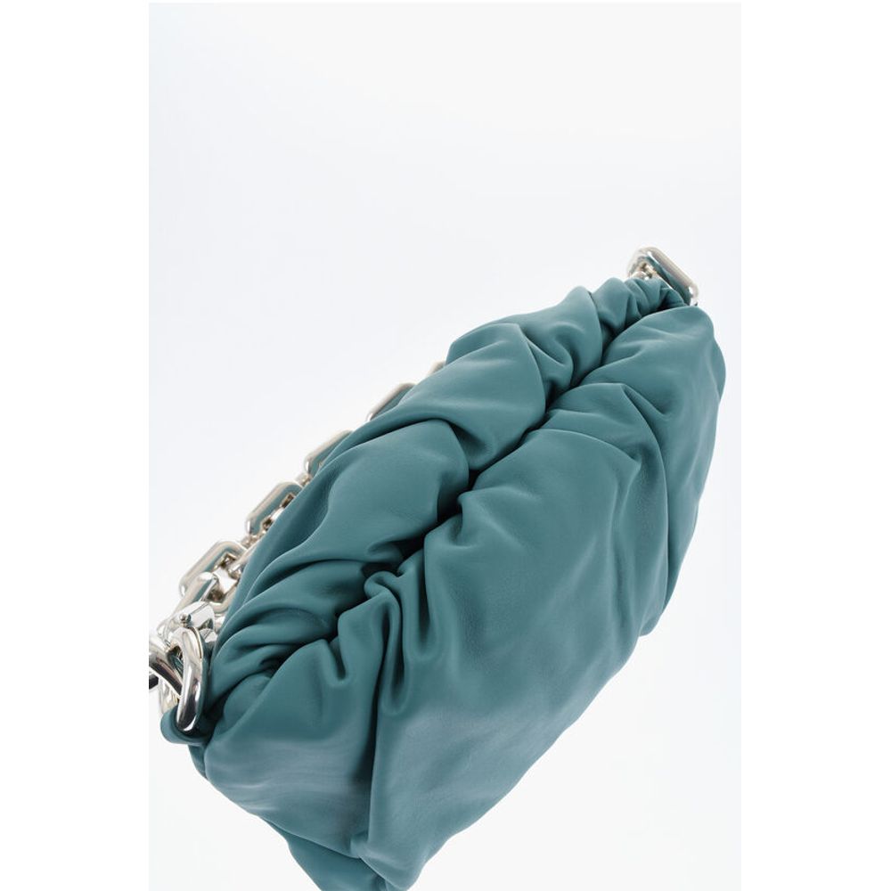 Leather THE CHAIN POUCH Bag with Magnetic Closure