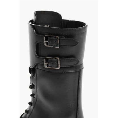 Leather Combat Booties with Studded Detail