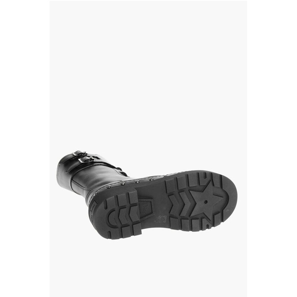 Leather Combat Booties with Studded Detail