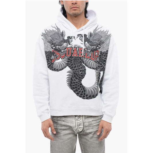 Brushed Cotton Hoodie With Dragons Priint