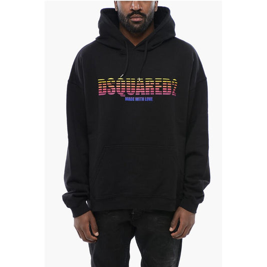 Loose Fit Brushed Cotton Printed Hoodie