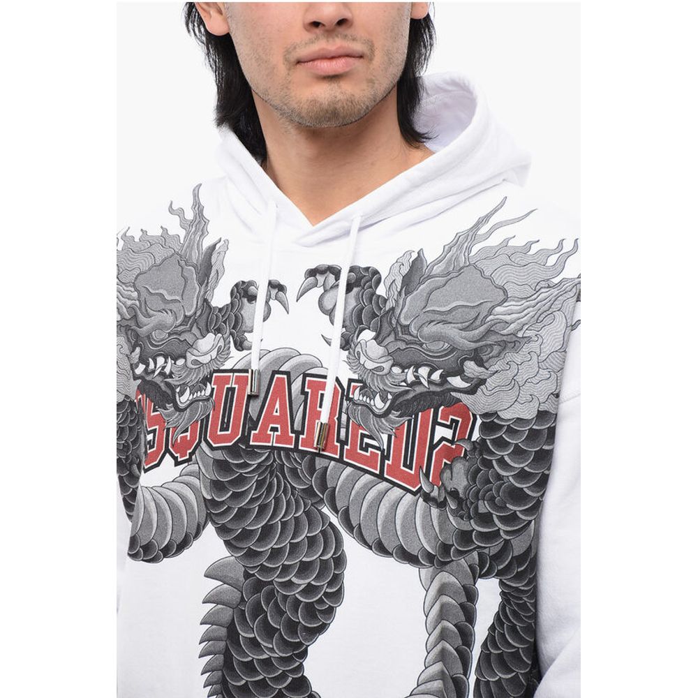 Brushed Cotton Hoodie With Dragons Priint
