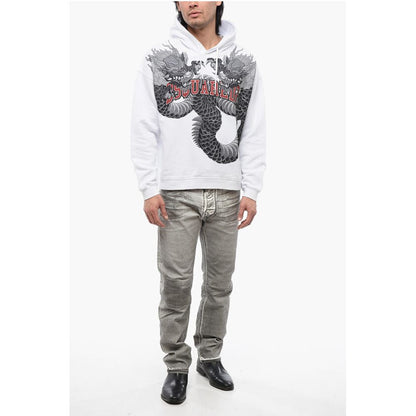 Brushed Cotton Hoodie With Dragons Priint
