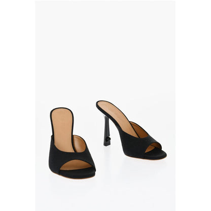 Pointed Linen Blend LOLLIPOP Mules Heel 11 cm