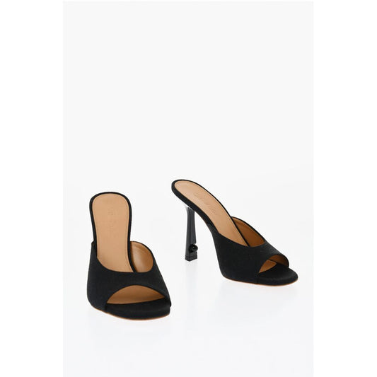 Pointed Linen Blend LOLLIPOP Mules Heel 11 cm