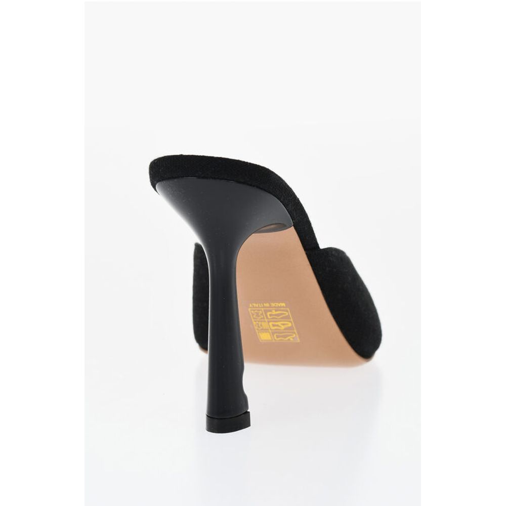 Pointed Linen Blend LOLLIPOP Mules Heel 11 cm