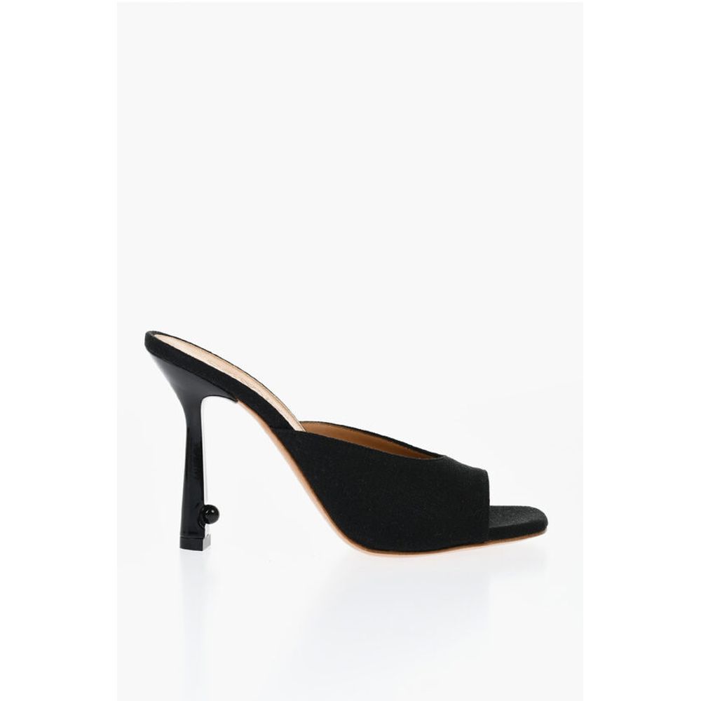 Pointed Linen Blend LOLLIPOP Mules Heel 11 cm