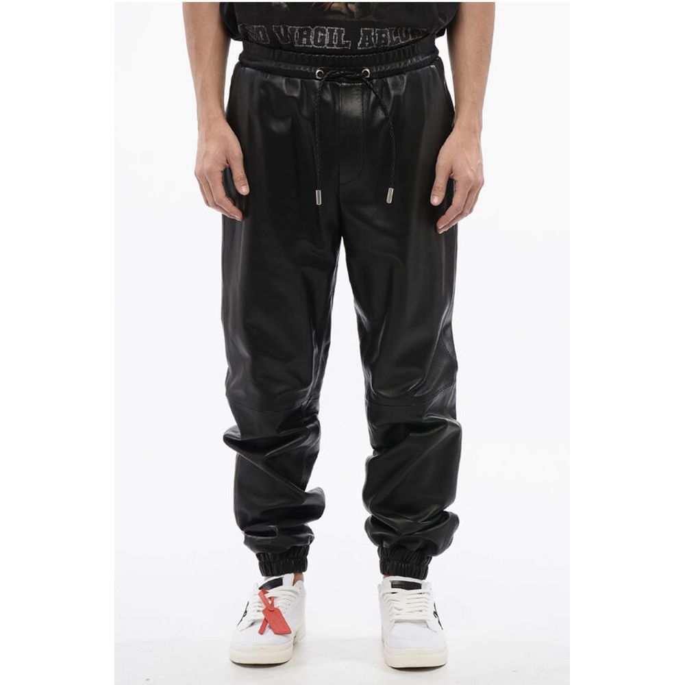Leather Joggers With Drawstrings