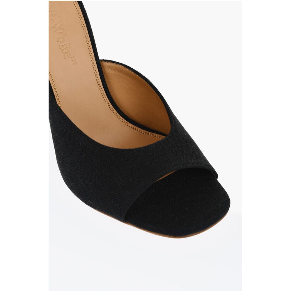 Pointed Linen Blend LOLLIPOP Mules Heel 11 cm