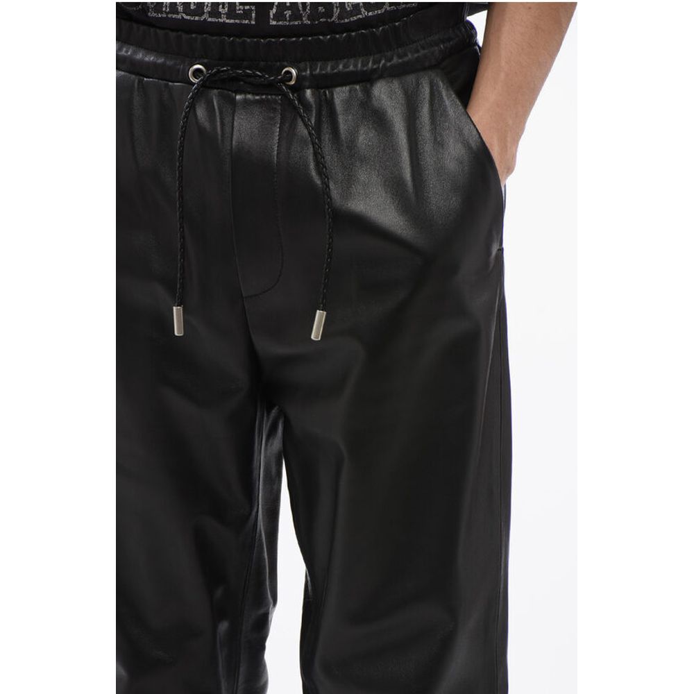 Leather Joggers With Drawstrings