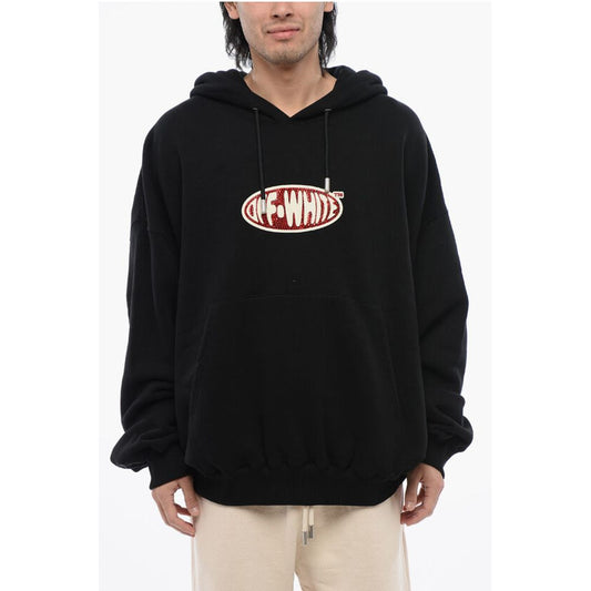 Oversize-Fit Hoodie With Rhinestoned Logo