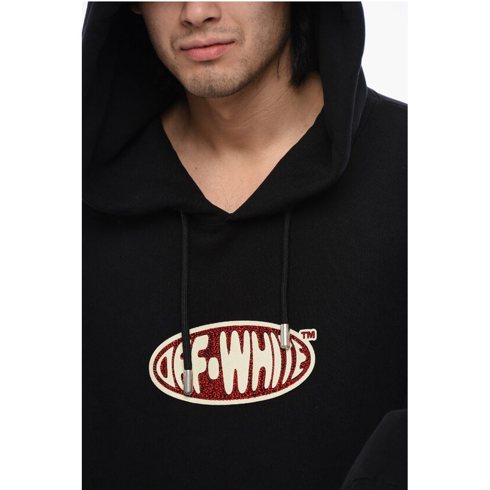 Oversize-Fit Hoodie With Rhinestoned Logo