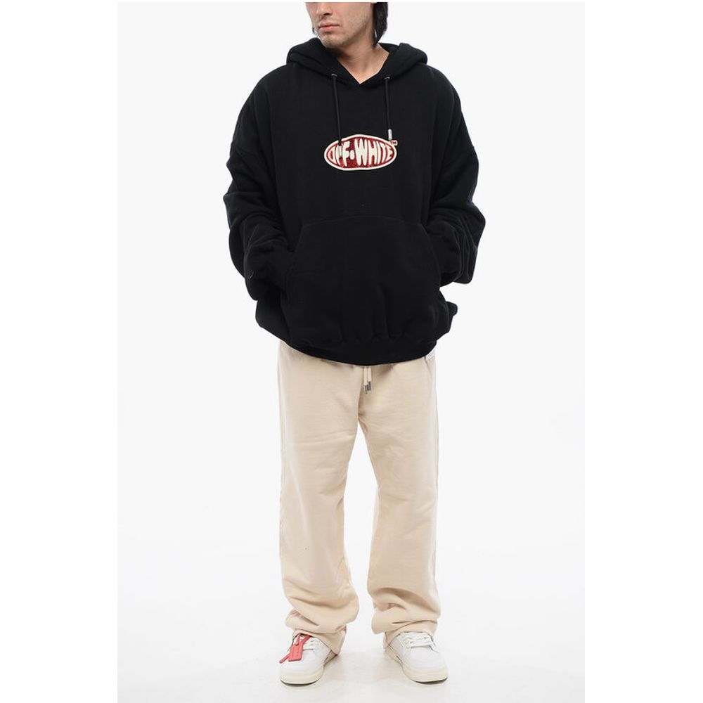 Oversize-Fit Hoodie With Rhinestoned Logo