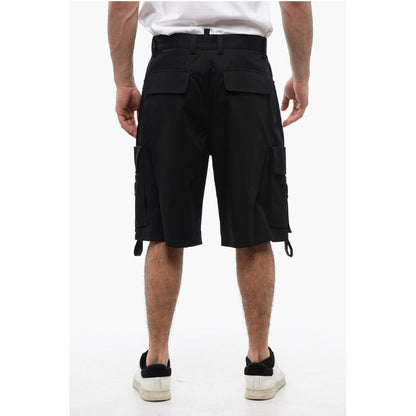Cotton Cargo Shorts with Eyelets and Buckles