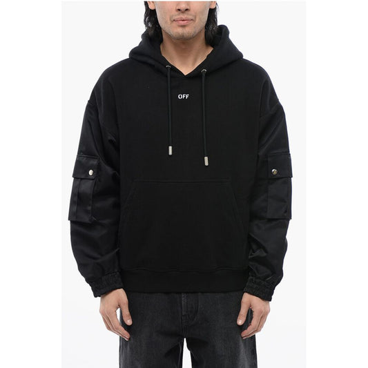 Brushed Cotton Hoodie With Bomber Sleeves