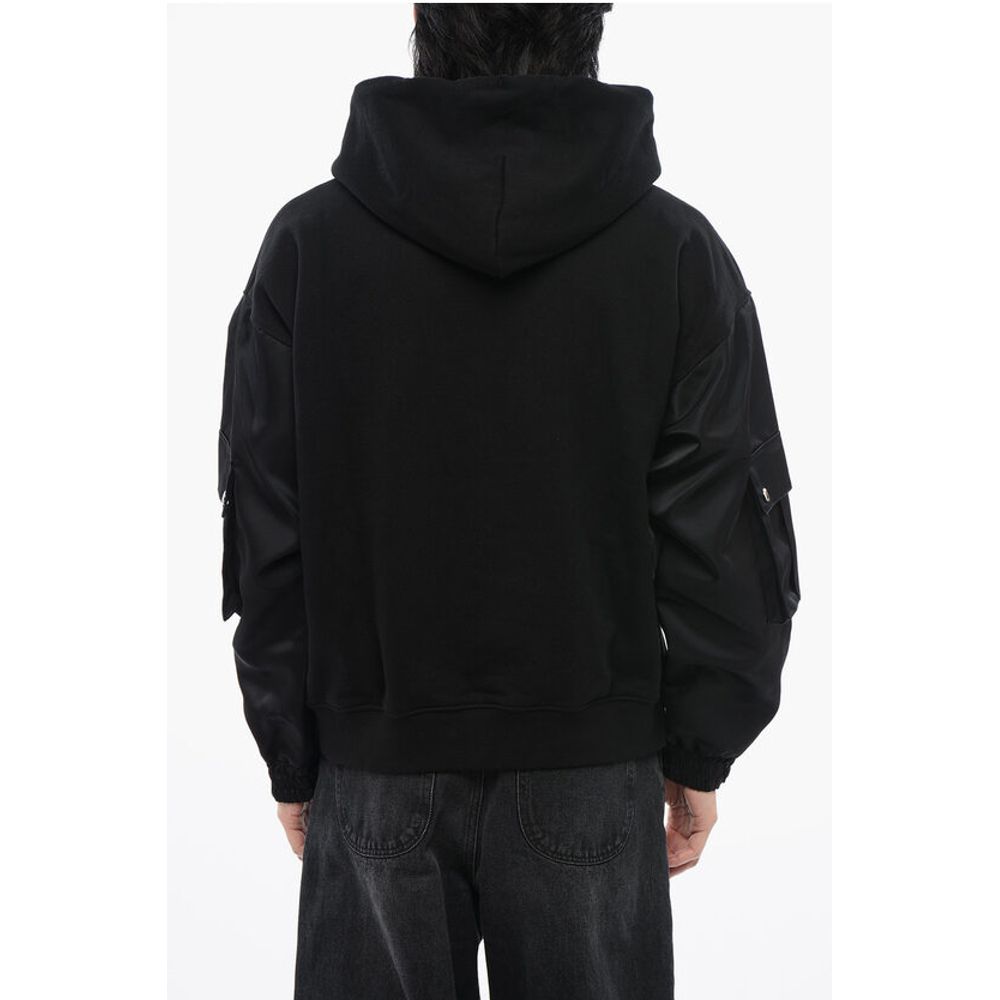 Brushed Cotton Hoodie With Bomber Sleeves