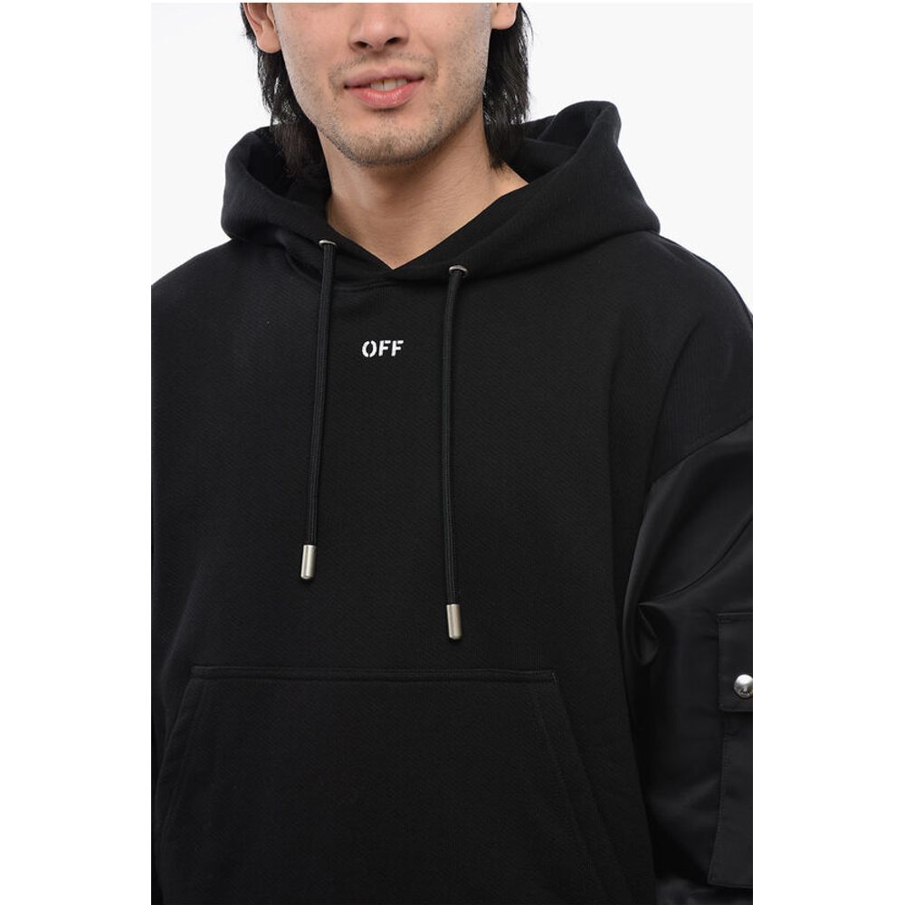 Brushed Cotton Hoodie With Bomber Sleeves
